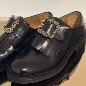 Alexander McQueen Black Leather Buckled Loafers